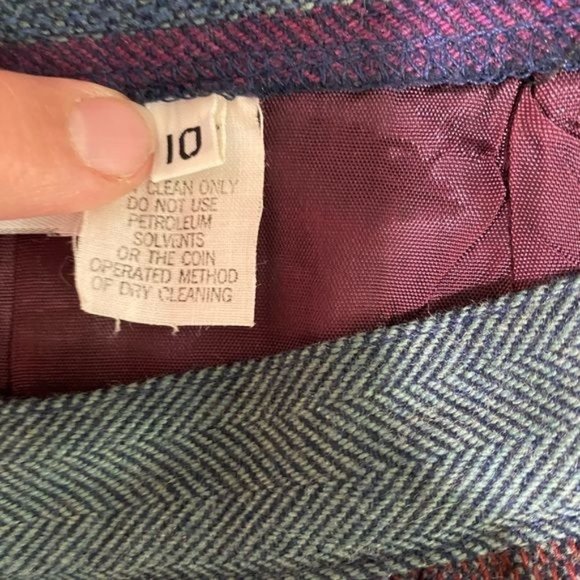 Vintage 70s 80s personal striped a-line skirt multicolored purples blue size 10 - Picture 7 of 8